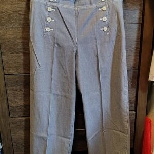 Talbots Navy and White High-Waist Deck Pants